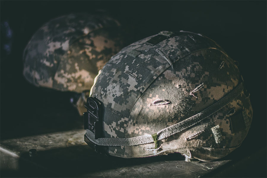 Soldier's helmet concept image for military sexual trauma treatment